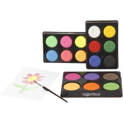 Vandfarve, H: 19 mm, diam. 57 mm, suppleringsfarver, 1 pk.