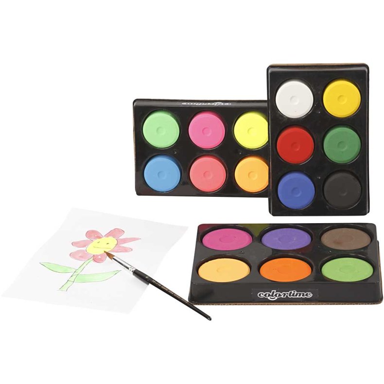 Vandfarve, H: 19 mm, diam. 57 mm, suppleringsfarver, 1 pk.