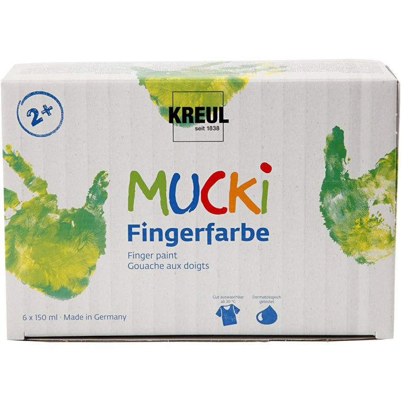 Mucki Fingermaling, ass. farver, 6x150 ml/ 1 pk.