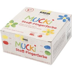 Muck Finger- og tekstilmaling, bl&aring;, gr&oslash;n, r&oslash;d, gul, 4x150 ml/ 1 pk.