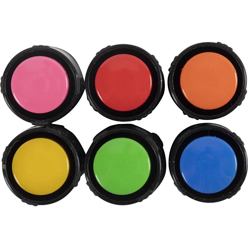 Glas- og Porcel&aelig;nstusch, streg 1-4 mm, halvd&aelig;kkende, colorful, 6 stk./ 1 pk.