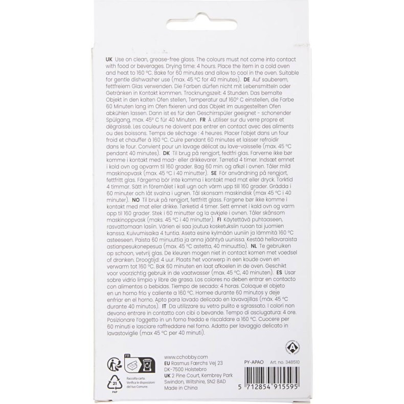 Glas- og Porcel&aelig;nstusch, streg 1-4 mm, halvd&aelig;kkende, colorful, 6 stk./ 1 pk.