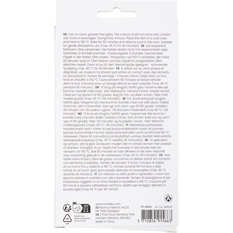 Glas- og Porcel&aelig;nstusch, streg 1-4 mm, halvd&aelig;kkende, bl&aring;/gr&oslash;n harmoni, 6 stk./ 1 pk.