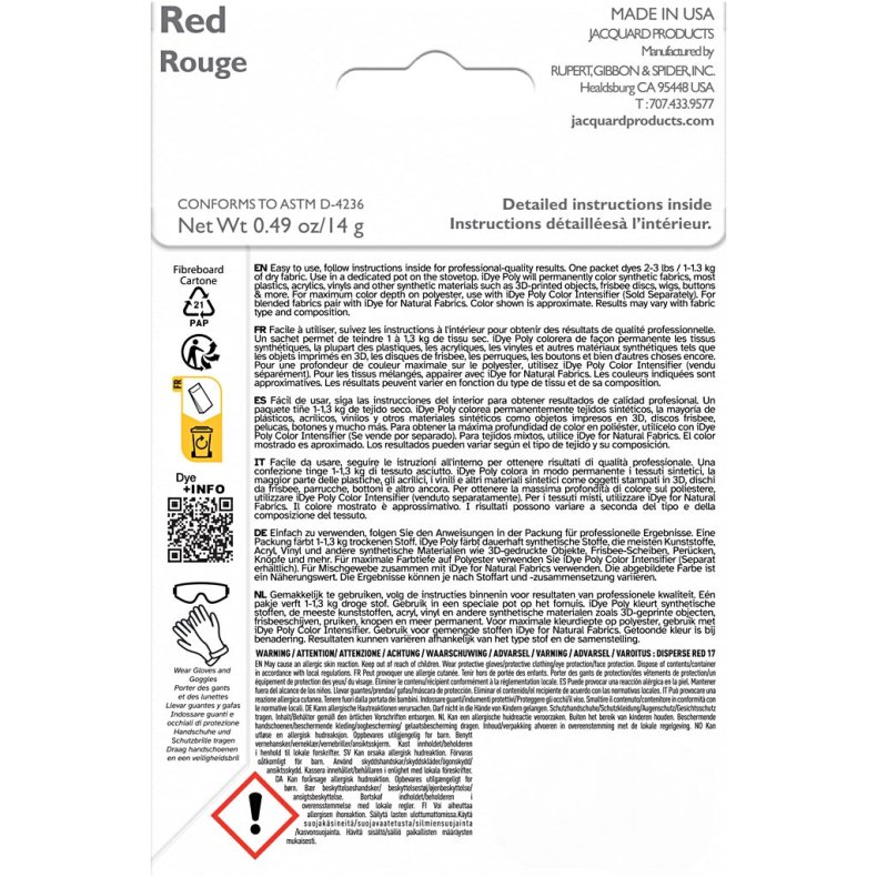 iDye Poly, r&oslash;d, 14 g/ 1 pk.