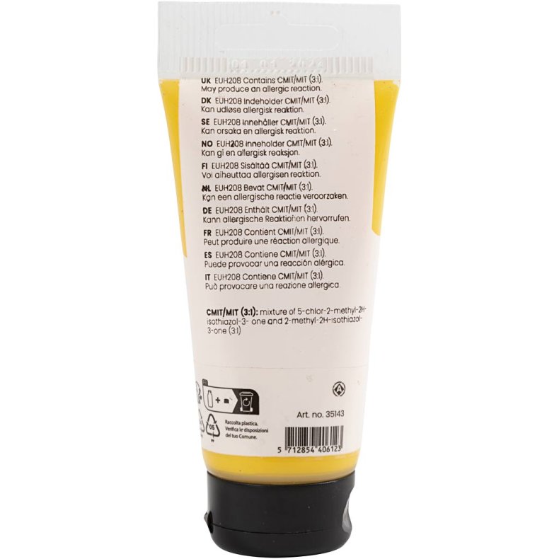 Art Akrylmaling, halvblank, halvd&aelig;kkende, prim&aelig;r gul, 75 ml/ 1 fl.