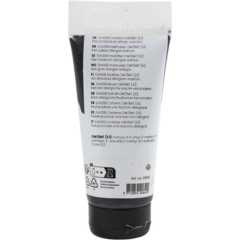 Art Akrylmaling, halvblank, d&aelig;kkende, sort, 75 ml/ 1 fl.