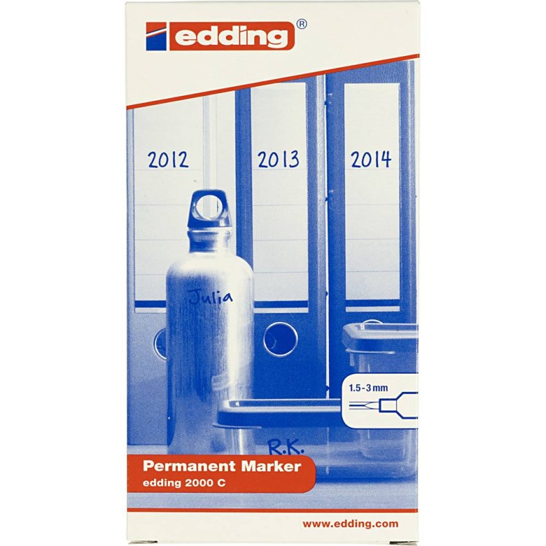 Edding markere, nr. 2000, streg 1,5-3 mm, ass. farver, 10 stk./ 1 pk.