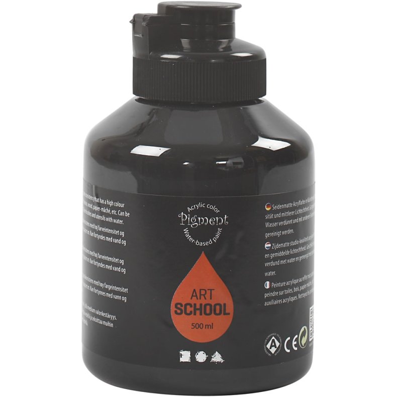 Art Akrylmaling, halvblank, d&aelig;kkende, sort, 500 ml/ 1 fl.