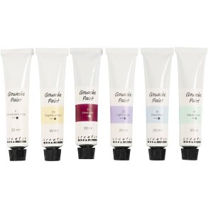 Gouachemaling, pastelfarver, 6x20 ml/ 1 pk.