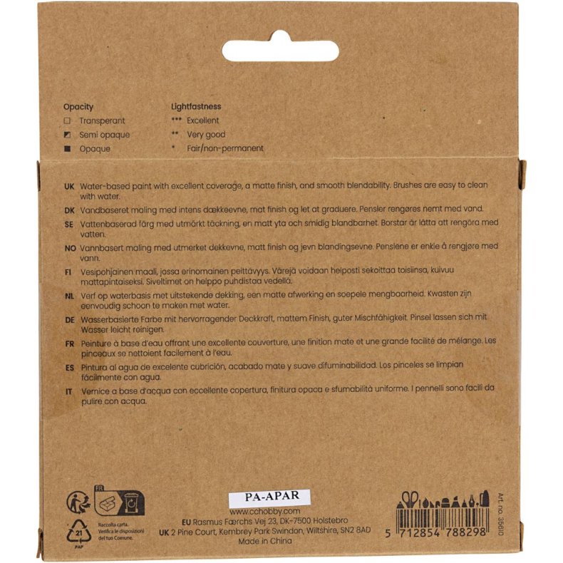 Gouachemaling, pastelfarver, 6x20 ml/ 1 pk.