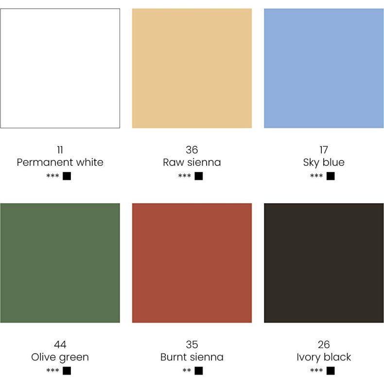 Gouachemaling, Naturfarver, 6x20 ml/ 1 pk.