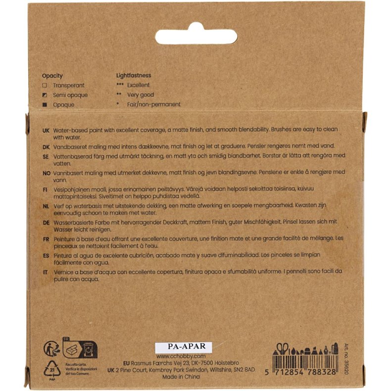 Gouachemaling, Naturfarver, 6x20 ml/ 1 pk.