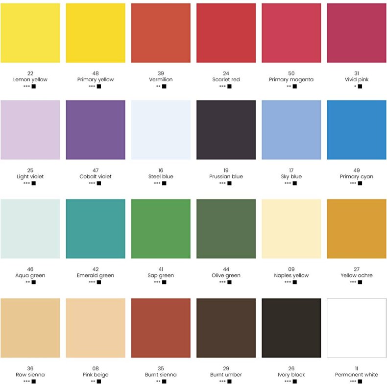 Gouachemaling, ass. farver, 24x20 ml/ 1 pk.