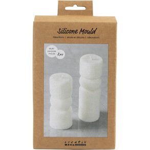 Silikoneform, Rillet cylinder med bue, H: 11+14 cm, diam. 4+4 cm, 2 stk./ 1 pk.