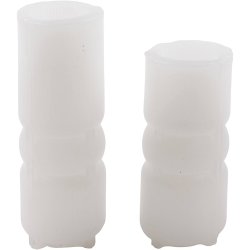 Silikoneform, Rillet cylinder med bue, H: 11+14 cm, diam. 4+4 cm, 2 stk./ 1 pk.