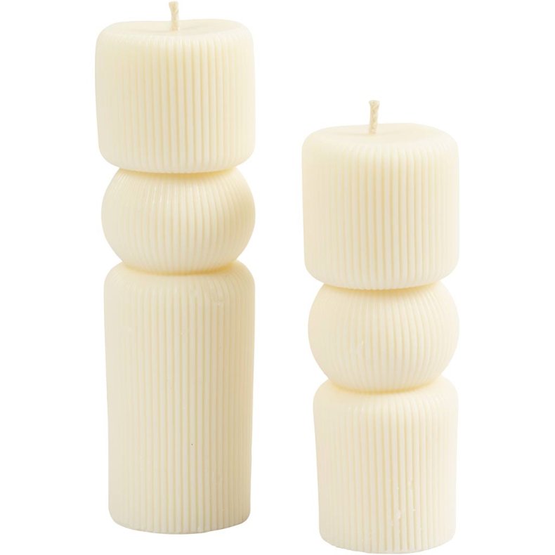 Silikoneform, Rillet cylinder med bue, H: 11+14 cm, diam. 4+4 cm, 2 stk./ 1 pk.