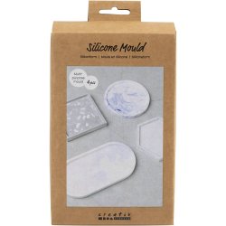 Silikoneform, Firkant, cirkel, hexagon og oval, H: 1-1,5 cm, diam. 9-11,2 cm, 4 stk./ 1 pk.