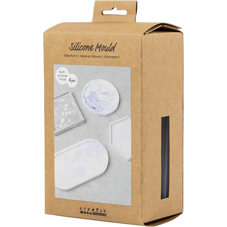 Silikoneform, Firkant, cirkel, hexagon og oval, H: 1-1,5 cm, diam. 9-11,2 cm, 4 stk./ 1 pk.