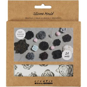 Silikoneform, Roser, H: 0,5-1 cm, L: 0,8-4 cm, 1 stk.