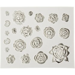 Silikoneform, Roser, H: 0,5-1 cm, L: 0,8-4 cm, 1 stk.
