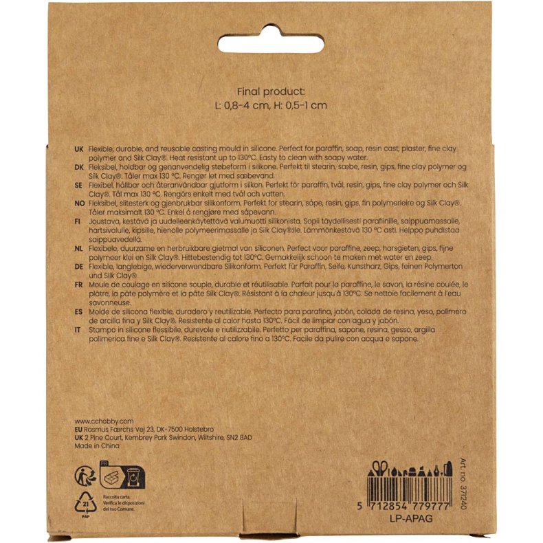 Silikoneform, Roser, H: 0,5-1 cm, L: 0,8-4 cm, 1 stk.