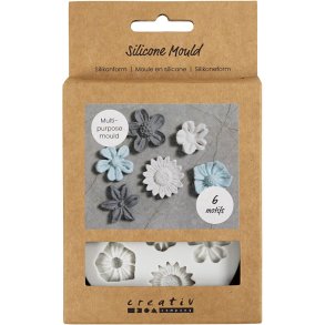 Silikoneform, Blomst, H: 0,5 cm, L: 1,5-2,5 cm, 1 stk.