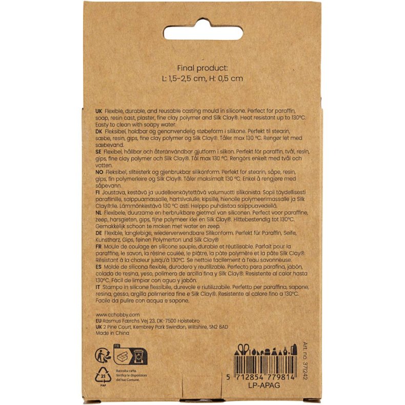 Silikoneform, Blomst, H: 0,5 cm, L: 1,5-2,5 cm, 1 stk.