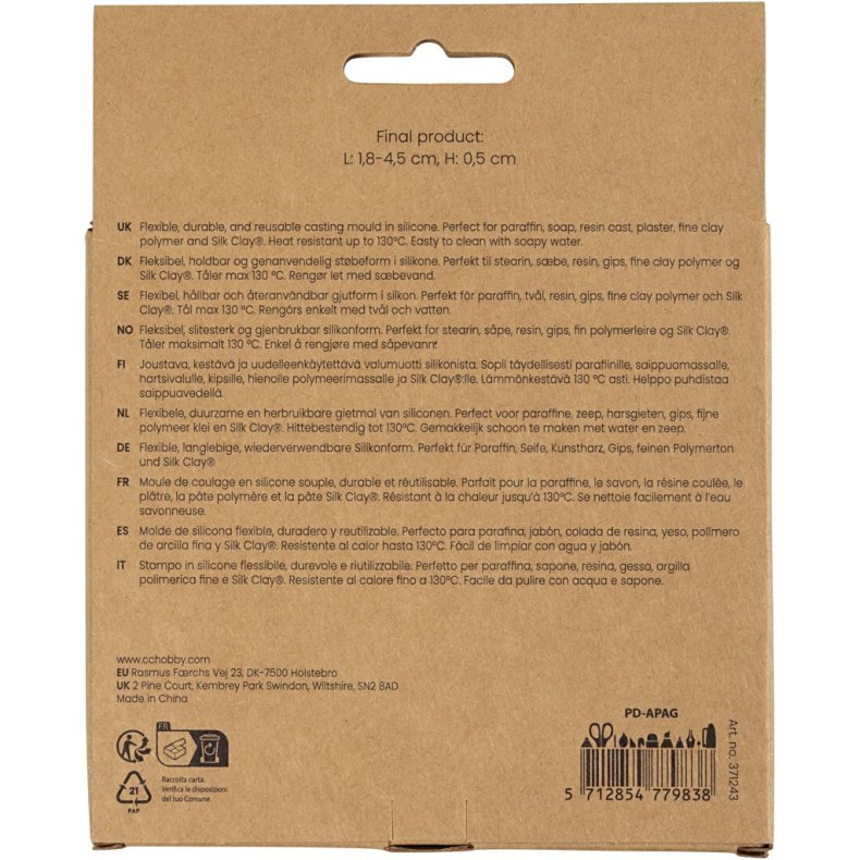 Silikoneform, Blad og blomst, H: 0,5 cm, L: 1,8-4,5 cm, 4 stk./ 1 stk.