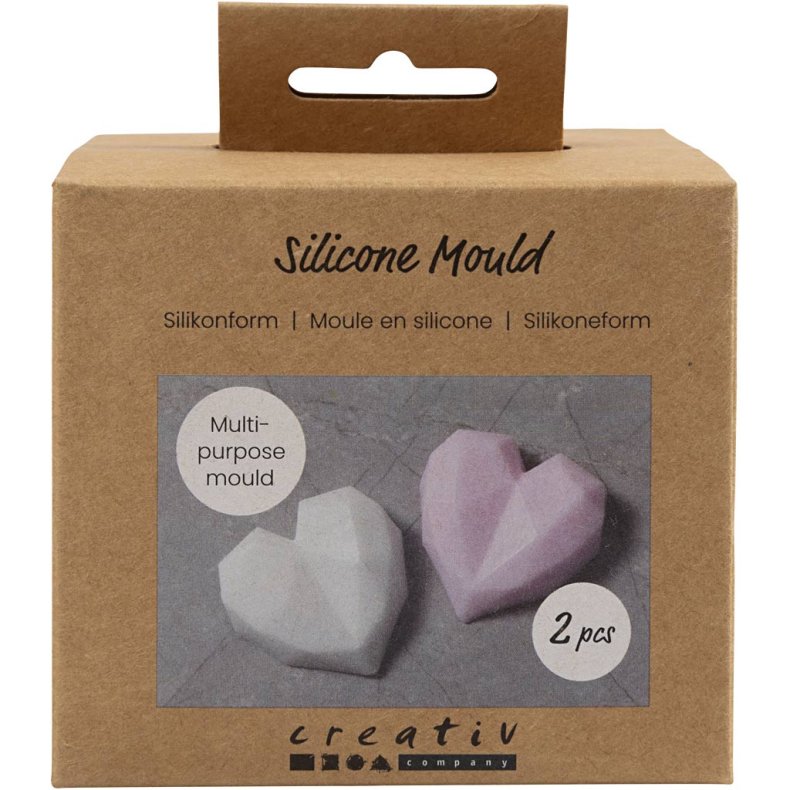 Silikoneform, Facethjerte, H: 2 cm, L: 6 cm, B: 5,8 cm, 2 stk./ 1 pk.