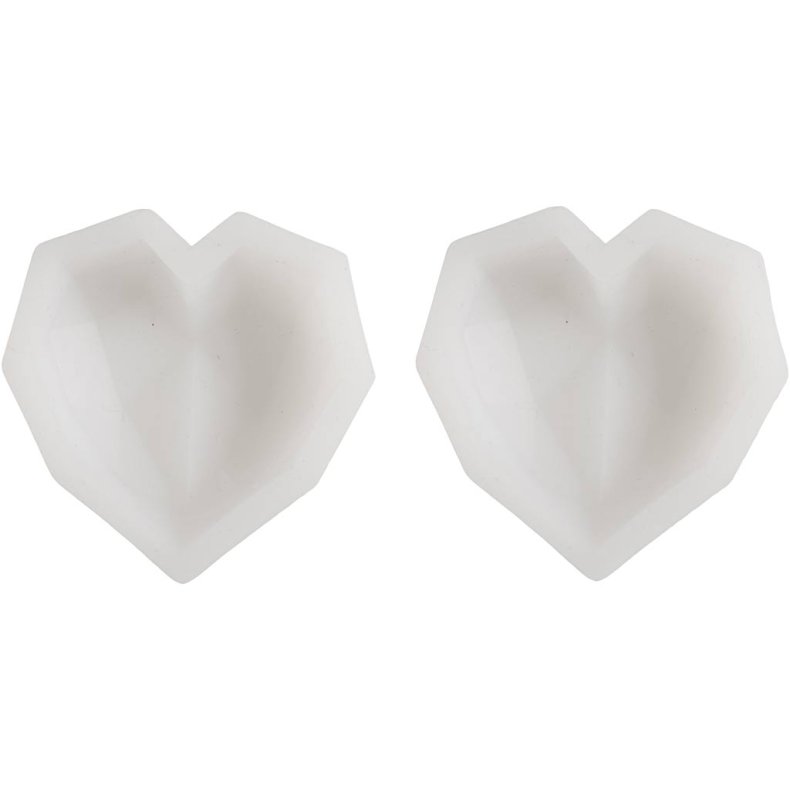 Silikoneform, Facethjerte, H: 2 cm, L: 6 cm, B: 5,8 cm, 2 stk./ 1 pk.