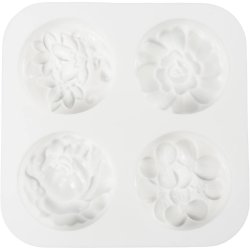Silikoneform, Rund med blomstermotiv , L: 6,8 cm, B: 2,3 cm, 4 stk./ 1 pk.