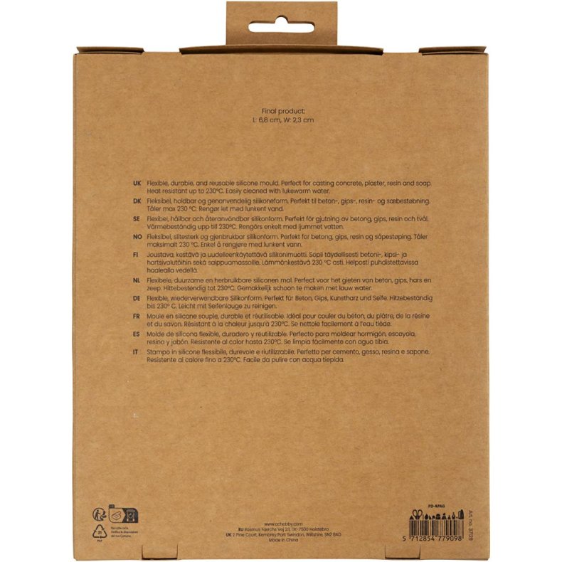 Silikoneform, Rund med blomstermotiv , L: 6,8 cm, B: 2,3 cm, 4 stk./ 1 pk.