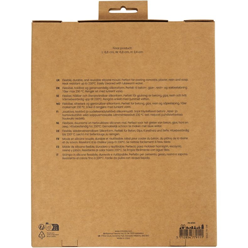 Silikoneform, Firkantet med grafisk motiv, H: 2,4 cm, L: 6,8 cm, B: 6,8 cm, 4 stk./ 1 pk.