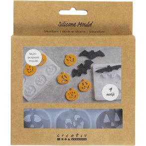 Silikoneform, Flagermus og gr&aelig;skar, H: 0,3+0,5 cm, B: 3+8 cm, mat transparent, 2 stk./ 1 stk.