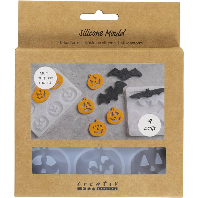 Silikoneform, Flagermus og gr&aelig;skar, H: 0,3+0,5 cm, B: 3+8 cm, mat transparent, 2 stk./ 1 stk.