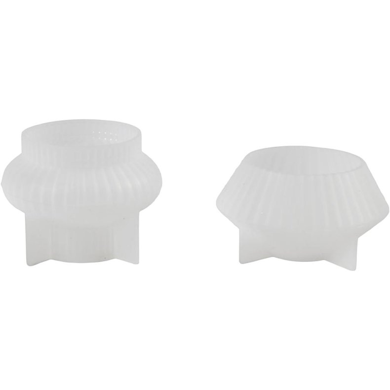 Silikoneform, Rillede lysestager, H: 4+5,5 cm, diam. 7+8 cm, blank transparent, 2 stk./ 1 pk.