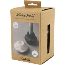 Silikoneform, Rillede lysestager, H: 4+5,5 cm, diam. 7+8 cm, blank transparent, 2 stk./ 1 pk.
