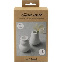 Silikoneform, Vase og lysestage, H: 7,5 cm, diam. 5,5 cm, mat transparent, 2 stk./ 1 pk.