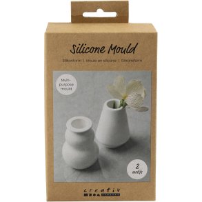 Silikoneform, Vase og lysestage, H: 7,5 cm, diam. 5,5 cm, mat transparent, 2 stk./ 1 pk.