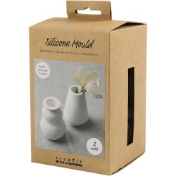 Silikoneform, Vase og lysestage, H: 7,5 cm, diam. 5,5 cm, mat transparent, 2 stk./ 1 pk.