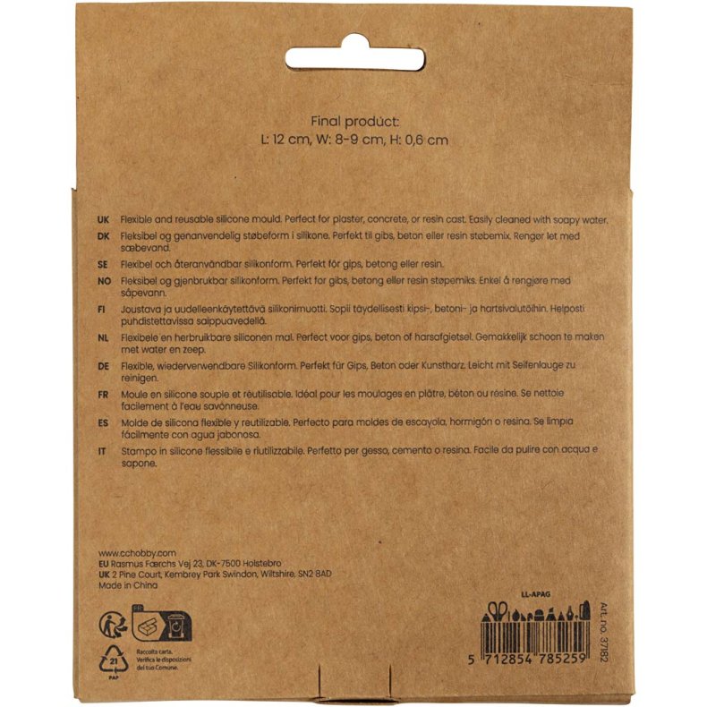 Silikoneform, Konkylie, H: 0,6 cm, L: 12 cm, B: 8-9 cm, 2 stk./ 1 pk.