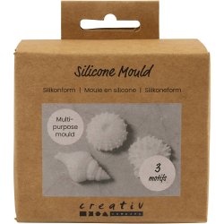 Silikoneform, S&oslash;pindsvin, konkylie, musling, H: 1,5-2 cm, diam. 3,5-6 cm, 3 stk./ 1 pk.