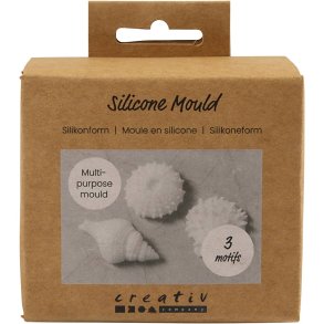 Silikoneform, Søpindsvin, konkylie, musling, H: 1,5-2 cm, diam. 3,5-6 cm, 3 stk./ 1 pk.