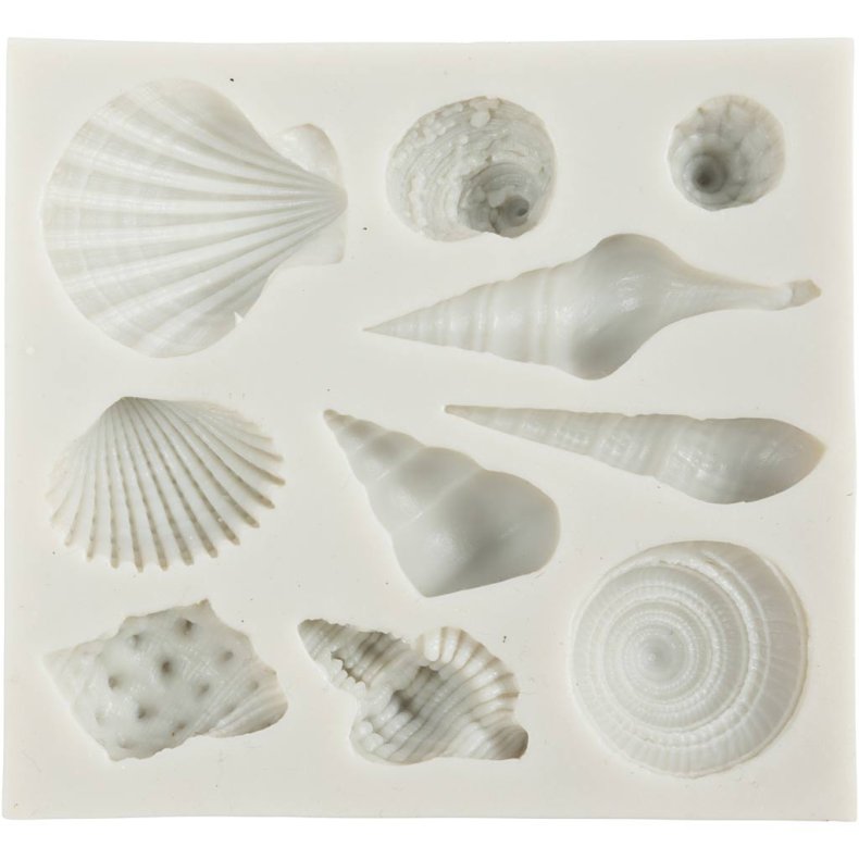 Silikoneform, Konkylie og skaller, H: 1 cm, L: 1-2,8 cm, 1 stk.