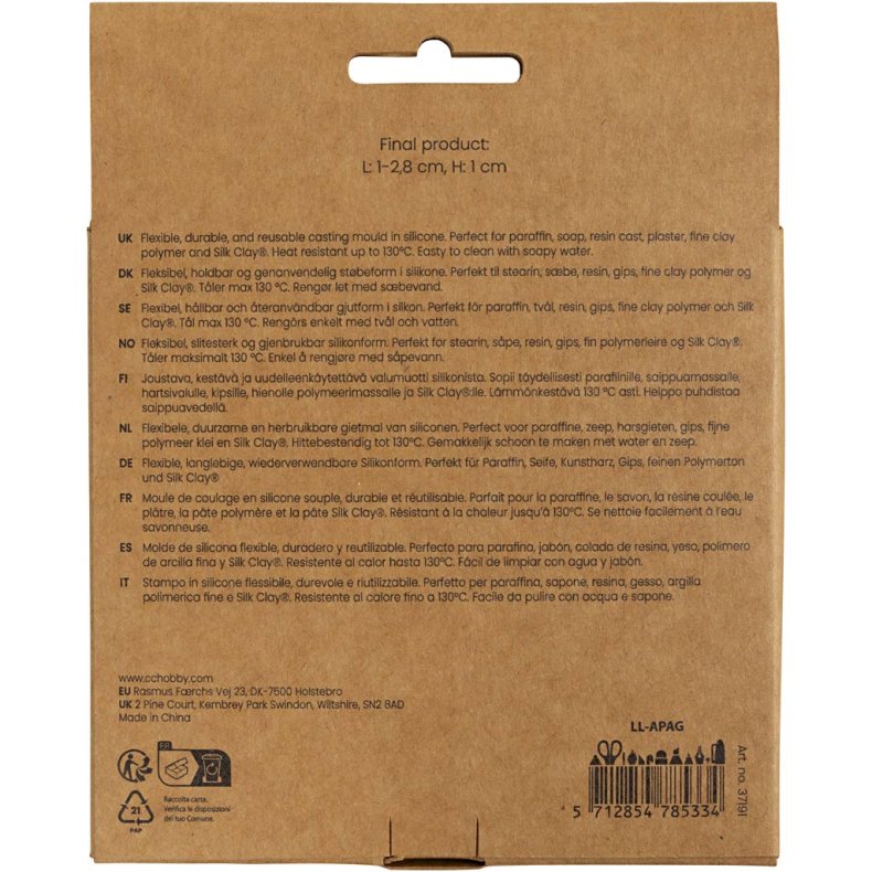 Silikoneform, Konkylie og skaller, H: 1 cm, L: 1-2,8 cm, 1 stk.