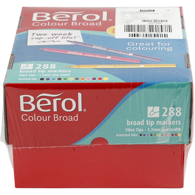 Berol Colourbroad Tusch, streg 1-1,7 mm, ass. farver, 288 stk./ 1 pk.