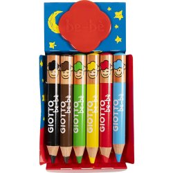 Farveblyanter, L: 10,5 cm, tykkelse 13 mm, mine 6 mm, ass. farver, 6 stk./ 1 pk.