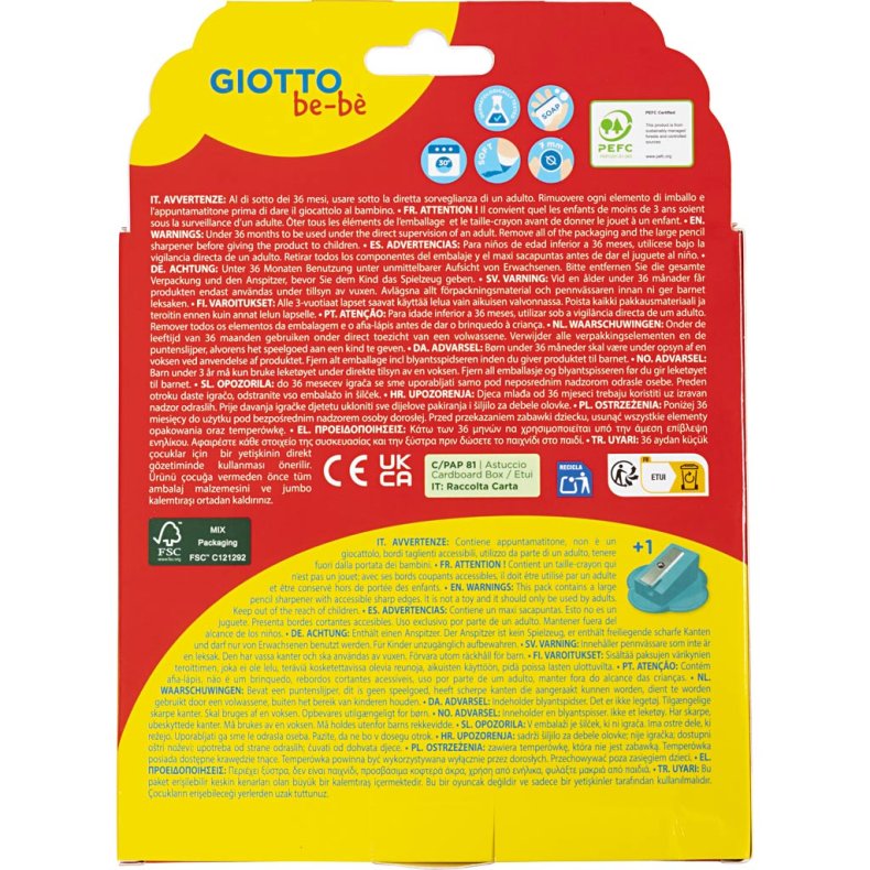 Farveblyanter, L: 10,5 cm, tykkelse 13 mm, mine 6 mm, ass. farver, 12 stk./ 1 pk.