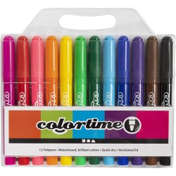 Colortime Tusch, streg 5 mm, standardfarver, 12 stk./ 1 pk.