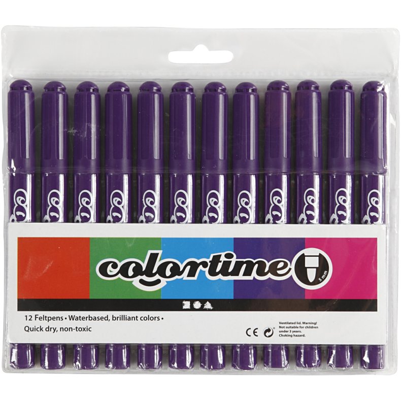 Colortime Tusch, streg 5 mm, lilla, 12 stk./ 1 pk.